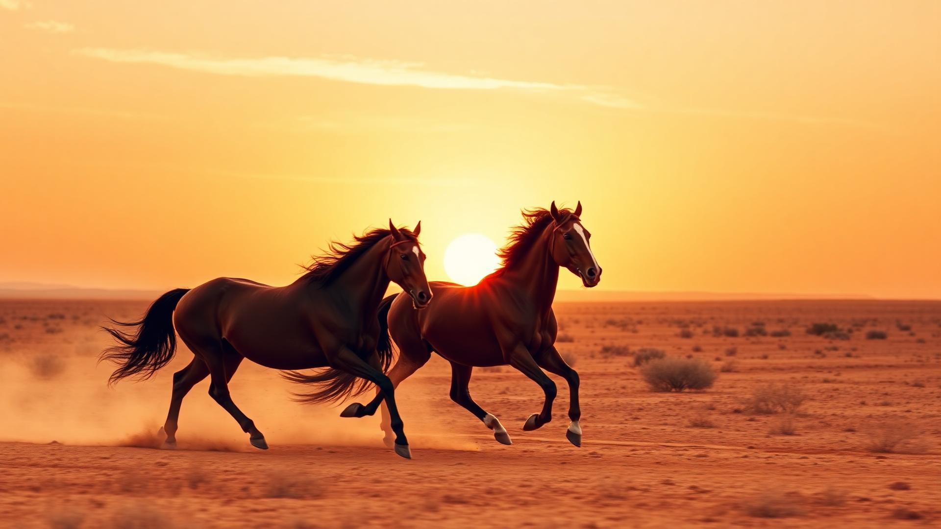 Somali horses on open plateau country at first light — illustrative artwork.